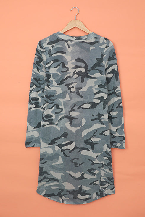 Print Colorblock Long Cardigan